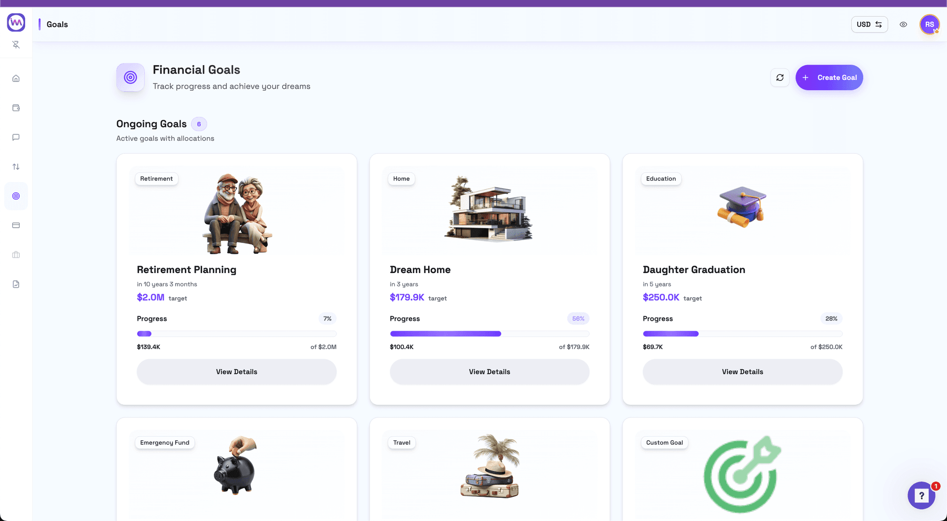InvestMates goals dashboard